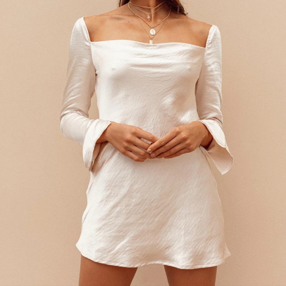 Princess Polly Champagne Star Power Satin Cowl Mini Slip Dress Size 2US